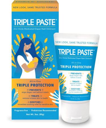 Triple Paste Diaper Rash Cream  Hypoallergenic Medicated Ointment for Babies  2 oz