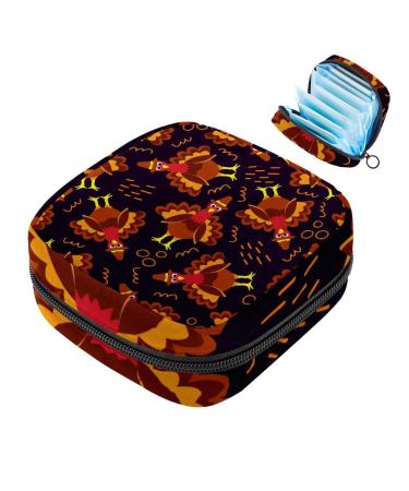 Women's tapes storage pocket menstrual cup pocket girl travel big capacity make-up women bandage ormanizer pumpkin sunflower Thanksgiving color 2 4.7x6.6x6.6 in/12x17x17 cm