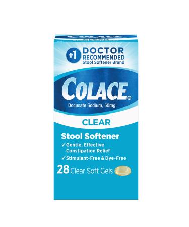 Dulcolax Fast Relief Medicated Laxative Suppositories 28 Count and Colace Clear Stool Softener Soft Gel Capsules Constipation Relief 50mg 28 Count Bundle