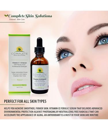 Vitamin CE Serum 2 oz - Ferulic Acid, Hyaluronic Acid, Vitamin C 15% - Anti-Aging, Sun Damage Repair - Made in USA - Buy Online on GoSupps.com