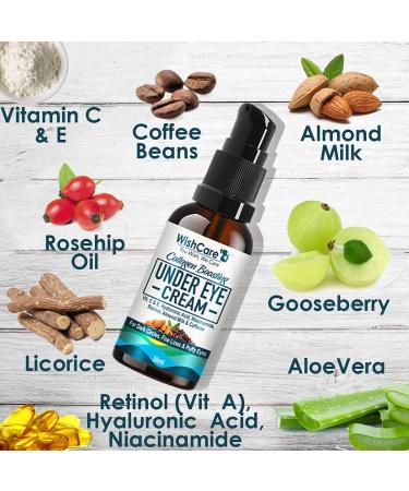 Buy Wish.Care Collagen Boosting Under Eye Cream - Dark Circles & Wrinkles Solution with Caffeine Almond Milk Vitamin C & E Hyaluronic Acid Retinol - 30ml - Buy Online on GoSupps.com