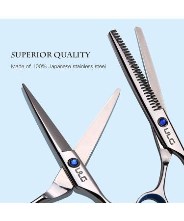 ULG Professional Hair Cutting Scissors Thinning Shears Kit - 6.5 inch Japanese Stainless Steel Salon Razor Edge Scissor for Barber Hairdressing Texturizing - Buy Online on GoSupps.com
