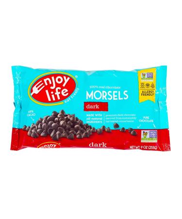 Enjoy Life Dark Chocolate Regular Size Morsels, Net Wt 9 OZ Per Package, Multi-Pack of 4 Packages. Dairy-Free, Nut-Free, and Soy-Free Chocolate Chips. 69% Cacao. Certified Gluten Free. Made In A Dedicated Nut And Gluten-Free Facility. - Buy Online on GoSupps.com