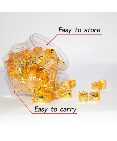 120 Pieces Gold Aluminum Dreadlock Cuffs Beads in Diamond Shaped Bottle - Hair Decorations for Braiding and Dreadlocks - Buy Online on GoSupps.com