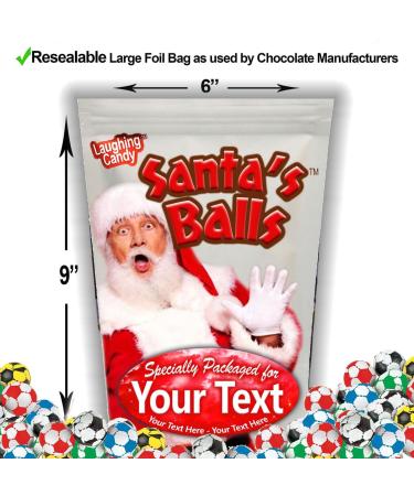 Personalised Bag Of Santa's Balls Delicious Foil Wrapped Chocolate Flavour Footballs for Xmas Christmas gift - Buy Online on GoSupps.com