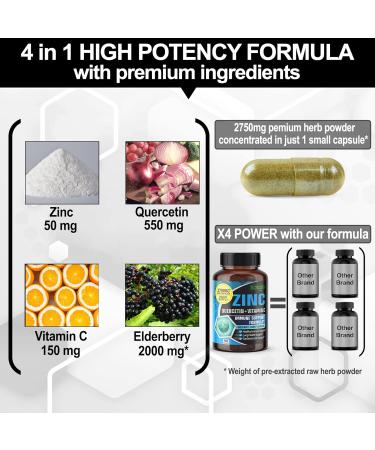 SOTALIX Zinc Quercetin Immune Support with Vitamin C & Elderberry - 2750mg Strength for Heart & Lung Health - 90 Day Supply - Adults & Kids - Buy Online on GoSupps.com