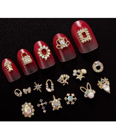 100PCS Gold Rhinestones for Nails - 3D Nail Charms for Acrylic Nails - Nail Jewels for Nail Art - Nail Gems & Stones in Gold Tone - Buy Online on GoSupps.com