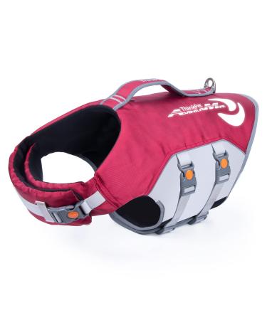 ThinkPet Dog Life Jacket Adjustable Life Jacket Reflective Lifesaver with Buoyancy Red XXL