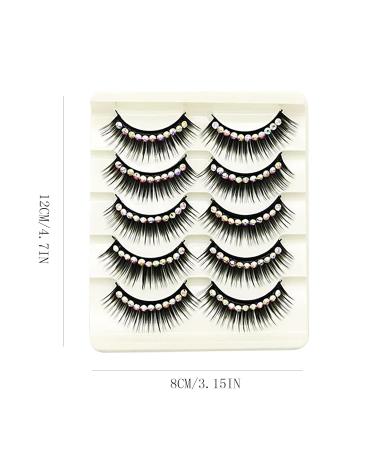 Romoty Self-adhesive Rhinestone False Eyelashes - Long, Thick, Curly 3D Multi-color Fake Eyelashes - 5 Pairs - Buy Online on GoSupps.com