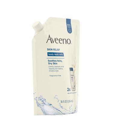Buy Aveeno Skin Relief Body Wash Refill 36 Fl. Oz - Fragrance Free for Sensitive Skin - Buy Online on GoSupps.com