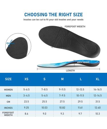Plantar Fasciitis High Arch Support Insoles - Maximum Cushioning for Men and Women with Flat Feet - Orthotic Inserts for Work Boots and Shoes - XS - Buy Online on GoSupps.com