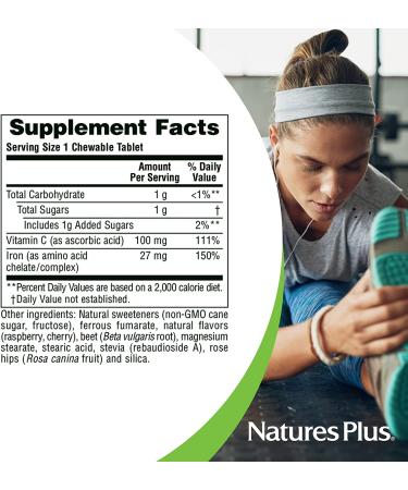 Nature's Plus Chewable Iron Cherry Flavor - 90 Tablets | Enhance Energy & Health - Buy Online on GoSupps.com