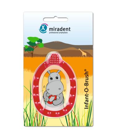 Miradent Infant-Obrush Learning toothbrush red 1 piece |With super soft bristle field |From the 3rd month |Bite ring & handle with special knobs for tooth breakthrough |Swallowing impossible
