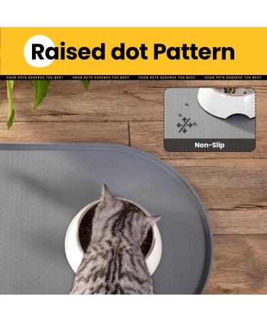 Conlun Dog Bowl Pad - BPA-Free Silicone Feed Mat with 1.2cm High Edges for Cats & Dogs | Gray 60x40cm - Buy Online on GoSupps.com