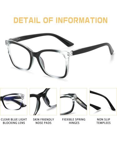 Areyeth Oversized Square Reading Glasses for Women - Blue Light Blocking Flexible Spring Hinge Multicolor & Black (1.0) - International Shipping Available - Buy Online on GoSupps.com