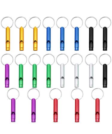 Meiyaxinwin 21 piece of aluminum alloy trillerpfeifen colorful signal pipes with key rings for sports emergencies and outdoor activities