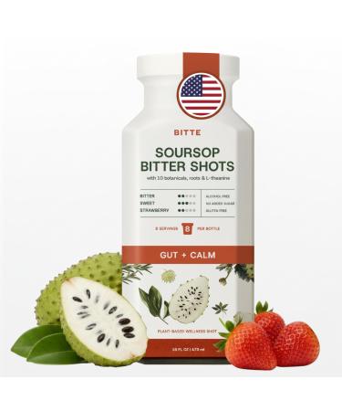 BITTE Gut + Calm Soursop Shot Strawberry Flavor Digestive Support & Relaxation 16 fl oz