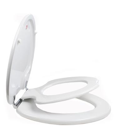 TOPSEAT TinyHiney Potty Elongated Toilet Seat, Adult/Child, w/Chromed Metal Hinges (Elongated White)