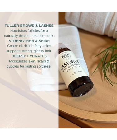 VeraNua Castor Oil with Rose Quartz Roller Made with Organic Castor Oil 100% Pure Cold-Pressed & Hexane-Free | Ideal For Hair Lashes Brows Skin (50ml) - Buy Online on GoSupps.com