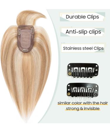 S-noilite Hair Toppers with Fringe Human Hair for Thinning Hair Women Real Hair Topper Hair Piece Clip In Hair Extensions 100% Remy Real Human Hair 27g(#12/613 Golden Brown and Bleach Blonde 6 Inch) 6 Inch Golden Brown and Bleach Blonde - Buy Online on GoSupps.com