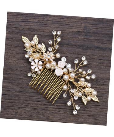 DOITOOL Hair Jewelry for Women Hair Accessories for Women Handmade Hair Combs Golden Hair Comb Tiara Crystal Headpiece Bridal Headwear Manual Headgear Rhinestone Bride - Buy Online on GoSupps.com