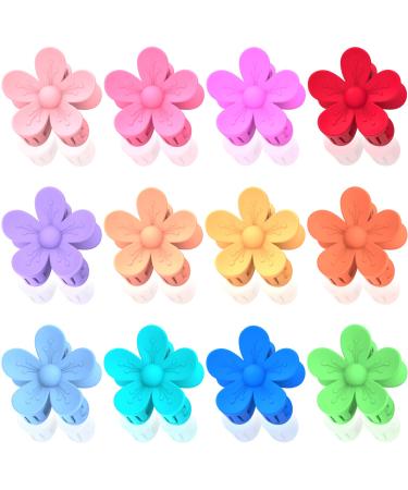 Flower Hair Clips 12 Pack Flower Claw Clips Cute Hair Clips Large Dasiy Claw Clips For Women Gilrs Thick Hair Long Thin Hair Big Hair Accessories For Women Girls Gifts 12 Colors (Macaron Color) E: Pink Rose Red Purple ...