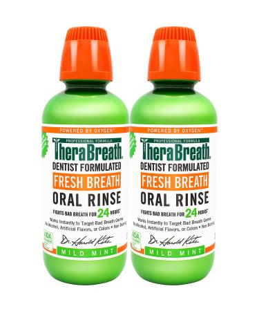 TheraBreath Fresh Breath Dentist Formulated Oral Rinse Mild Mint 16 Ounce (Pack of 2) 1 Pound (Pack of 2)