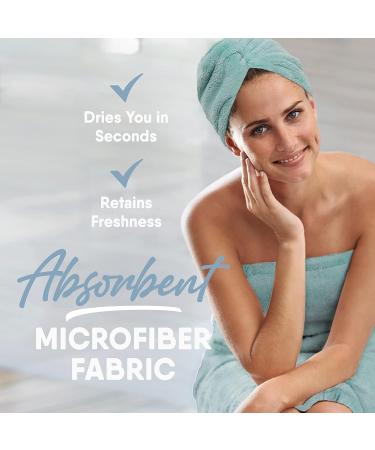 MICRODRY 3-Piece Bathroom Spa Set - Quick Drying Hair Towel, Body Wrap, Memory Foam Slippers - Aqua - Buy Online on GoSupps.com