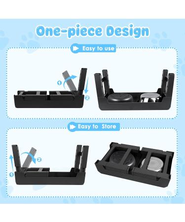 URPOWER Raised Slow Feeder Dog Bowls - Adjustable Height Elevated Stainless Steel Water Bowl and Non-Slip Food Stand for Small to Large Dogs - Black - Buy Online on GoSupps.com