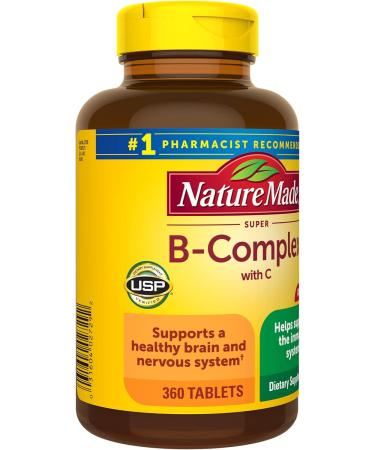 Nature Made Super B Complex with Vitamin C & Folic Acid - Immune Support Supplement 360 Tablets for 360-Day Supply - Buy Online on GoSupps.com