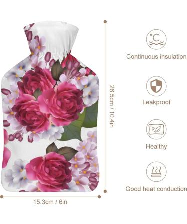 Red Flower Hot Water Bottle with Plush Cover | Hand Warmer for Adults & Kids - 26.5x15.3cm | International Shipping - Buy Online on GoSupps.com
