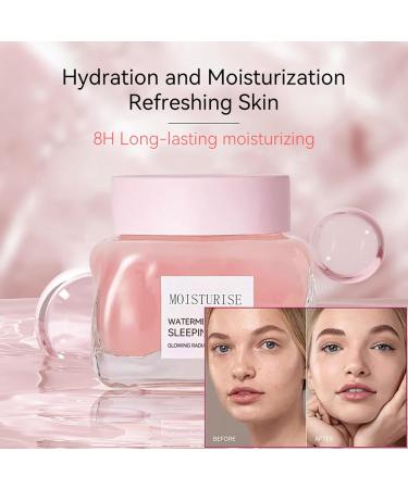 Watermelon Pink Glow Sleeping Mask Hydra Moist Sleeping Mask Hydra Moisturizer Hydrating + Anti-Aging Overnight Face Mask for Smooth Skin Reduce Redness and wrinkles 50ml - Buy Online on GoSupps.com