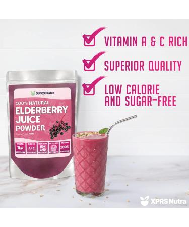 XPRS Nutra Organic Elderberry Juice Powder - Vitamin-Rich Elderberries Supplement - 8 oz - Buy Online on GoSupps.com