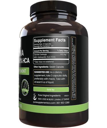 365 Capsules Pure Garcinia Cambogia - No Magnesium or Rice Fillers - Lab Verified - Buy Online on GoSupps.com