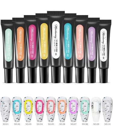 3D Pudding Gel 10Ml Tube Emboss DIY Korean Jelly Nail Painting Gel Full Coverage Pigmented Liner Gel Nail Design Luminous UV Gel - (Color: 09) - Buy Online on GoSupps.com
