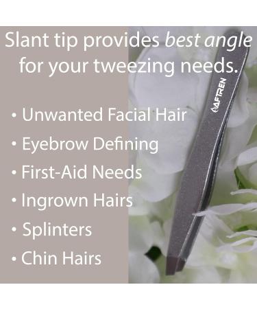 Professional Sloping Tip Stainless Steel Tweezers for Eyebrow Shaping | Hair Removal Tool with Bonus Protective Cover - Ideal for Men & Women - Buy Online on GoSupps.com