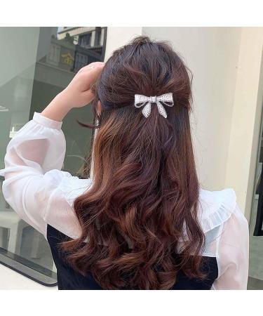 Yheakne Boho Crystal Bow Hair Clip Cz Pearl Hair Pin Clip Silver Bowknot Hair Barrette Pin Cz Bow Head Clip Headwear Decorative Headpieces Hair Accessories for Women and Girls - Buy Online on GoSupps.com