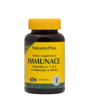 NaturesPlus ImmunAce - 90 Vegetarian Tablets - Immune Health Supplement with Vitamin A C & E - Minerals & Herbs - Supports Against Free-Radicals - Gluten-Free - 45 Servings