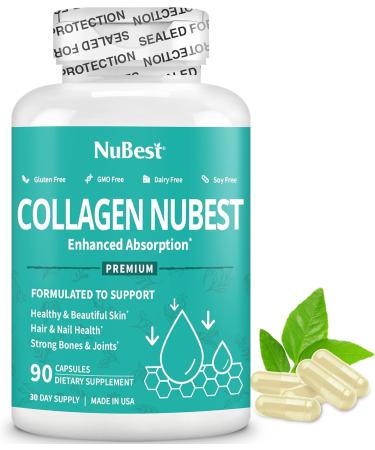 NuBest Collagen Super Collagen Peptides - Revitalizes Skin Hair & Nails - Bone & Joint Strength - Beauty Collagen Formula for Men & Women - 1 500 mg Per Serving | 90 Capsules Pack 1 New - Buy Online on GoSupps.com