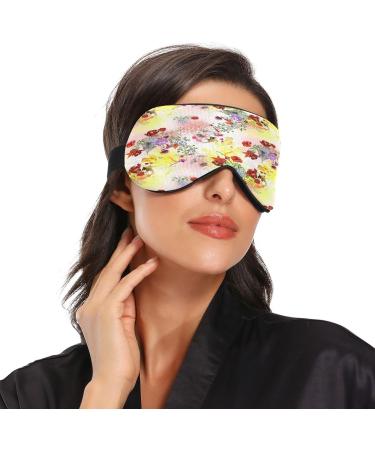 WELLDAY Beautiful Flowers Sleep Mask - Adjustable Night Eye Shade for Comfortable and Deep Sleep - Buy Online on GoSupps.com