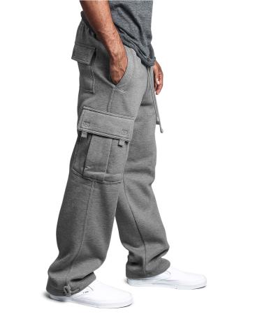 G-Style USA Men's Solid Fleece Heavyweight Cargo Pants Medium Gray