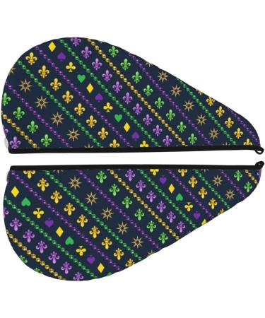 Mardi Gras Beads Microfiber Hair Towel | Soft Super Absorbent Quick Dry Cap for Long Curly Thick Hair | Women's Coral Velvet Wrap - Buy Online on GoSupps.com