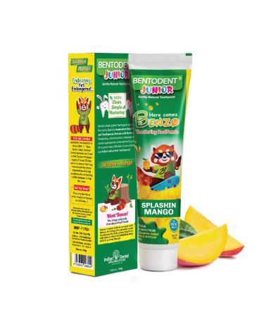 Bentodent Fluoride Free Kids Toothpaste - All Natural Calcium Bentonite Clay Toothpaste for Kids- SLS Free Kids Toothpaste- Fresh Breath Plaque Removal by Brushing (Mango)