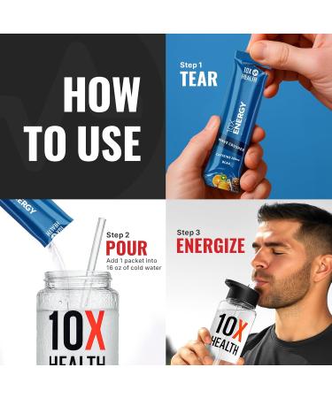 10X Health - Energy Wave Crusher - Energy Drink with 200mg Caffeine BCAAs B Vitamins Accelerated Absorption - Tropical Punch Pre-Workout Drink - 15 Drink Mix Packets (Wave Crusher - Energy) Liquid - Energy Wave Crusher - Buy Online on GoSupps.com