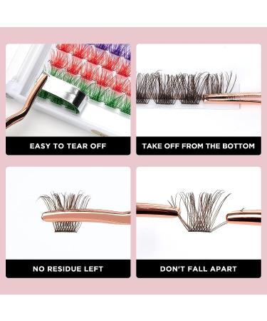 Colored Lash Clusters DIY Eyelash Extensions - 72 C/D Curl Individual Lashes in Brown, Blue, Purple, Green, Red - Thin Band DIT at Home - Volume Mix Color-D 16mm - Buy Online on GoSupps.com