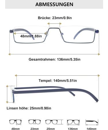 Shop Lanomi Narrow Reading Glasses with Blue Light Filter Metal & TR90 Flexible Arms for Men & Women - HD Lens 1.25 Diopters with Case - Buy Online on GoSupps.com