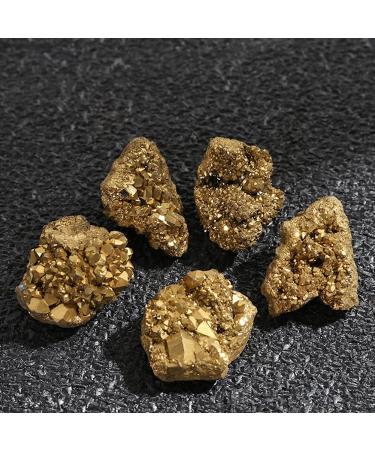 Crystal 1Pc Natural Materials Jewelry Making Electroplating Gold Raw Gemstone Crystal Cluster Titanium Geode Gifts Specimens
