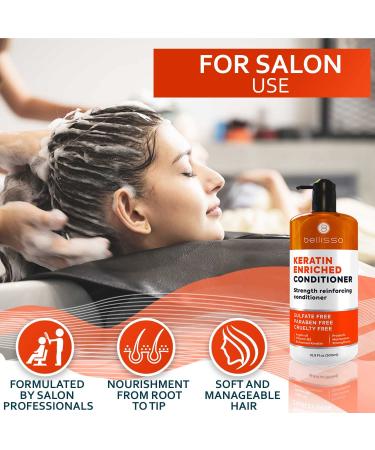 Keratin Conditioner - Sulfate & Paraben Free Deep Treatment for Dry Damaged Hair | Repair Split Ends for Curly Color Treated Straight & Frizzy Hair - Unisex Salon Formula - Buy Online on GoSupps.com