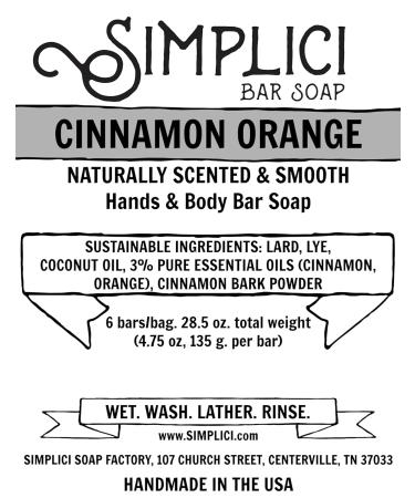 Cinnamon Orange Natural Soap | 6 Bar Value Bag | Palm-Free | Pure Essential Oils - Buy Internationally - Buy Online on GoSupps.com