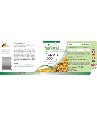 Fairvital | Propolis Tablets 1000mg - High Dosed - 90 Tablets - 3% Galangin - Buy Online on GoSupps.com